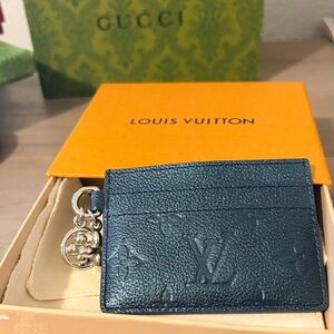 Louis Vuitton Teal Card Holder with Charm